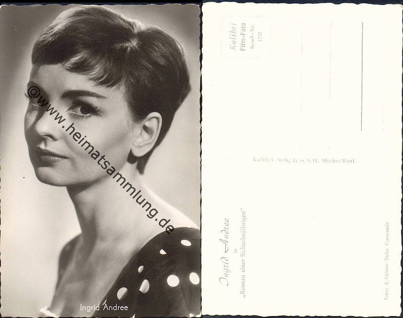SCHAU4855, Postkarte - <b>Ingrid Andree</b> in Roman einer Siebzehnjährigen - postkarte-ingrid-andree-4855