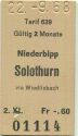 Fahrkarte - Tarif 639 - Niederbipp Solothurn