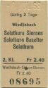Fahrkarte - Wiedlisbach Solothurn Sternen